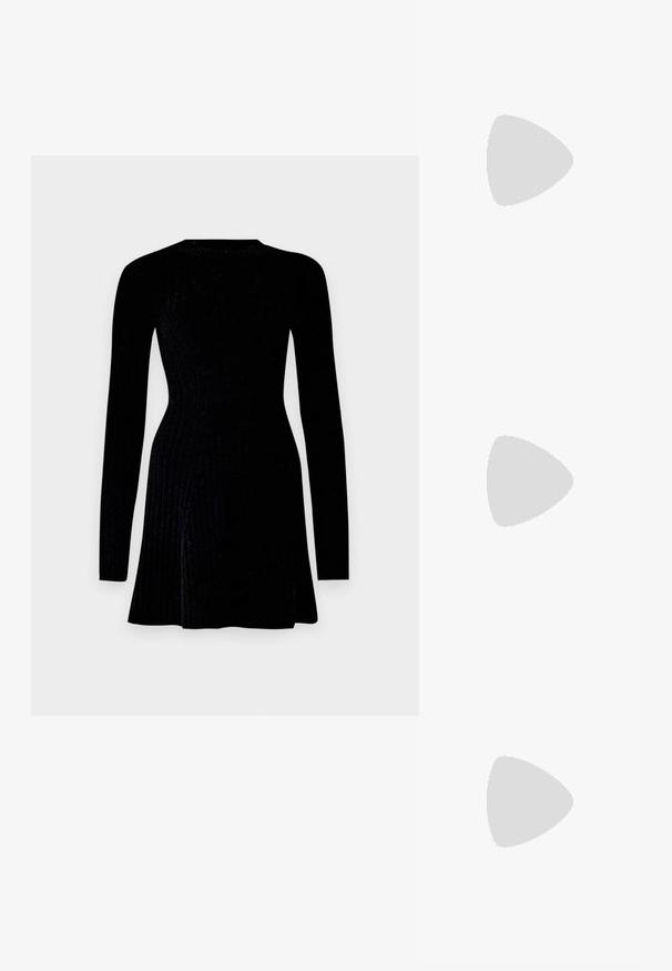 Hollister Co. Ribbed Skater Mini Sweater Dress - Svetríkové šaty - black; Even&Odd Klasické lodičky na opätku - black; Even&Odd Okuliare s filtrom modrého svetla - silver-coloured; Even&Odd Kabelka - black