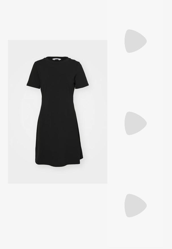 Max Mara Leisure ESTRO - Trikotaažkleit - nero; Must musta sanga, millel on terav nina ja esiosas lõige, ning õhuke stiletto konts.; Mascara Väike käekott - gold-coloured/silver-coloured; Kuldsest metallist kaelakee sujuva, kumerda keskosa. Omab paindlikku ahelat, kus on ka homaariklamber ja täiendavad reguleeritavad ahela lingid.