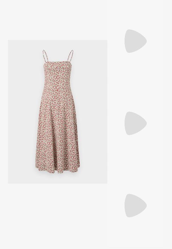 Abercrombie & Fitch CHASE STRAPLESS MIDI DRESS - Denní šaty - red; Černé lakované kožené lodičky na pásku s špičatou špičkou a geometrickým blokovým podpatkem. Vyznačují se elegantním, minimalistickým designem a hladkým povrchem.; Hnědé želvovinové brýle s oválnými skly, tenkými bočními nohami a průhlednými akcenty. Obsahují decentní logo na stranu. Elegantní, lehký design.; Žlutá kabelka z umělé krokodýlí kůže se strukturovaným designem, horním uchopem, odnímatelným řetízkovým popruhem a dekoračním krystalovým zdobením na zapínání.