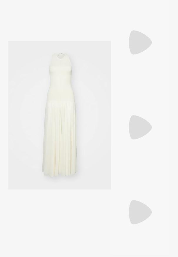 Philosophy di Lorenzo Serafini DRESS - Robe longue - white; Even&Odd Escarpins - patent/offwhite; Elleme BOOMERANG - Sac bandoulière - light brown; Tommy Hilfiger FINE - Bracelet - silver-coloured