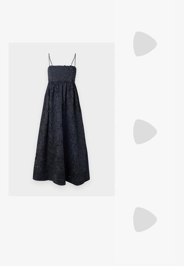 Stine Goya VOLOMINOUS MIDI DRESS - Cocktail dress / Party dress - black; Filippa K REY FLAT - Ballet pumps - black; Nanushka JEN - Handbag - black; Lauren Ralph Lauren KNOT STUD - Earrings - gold-coloured