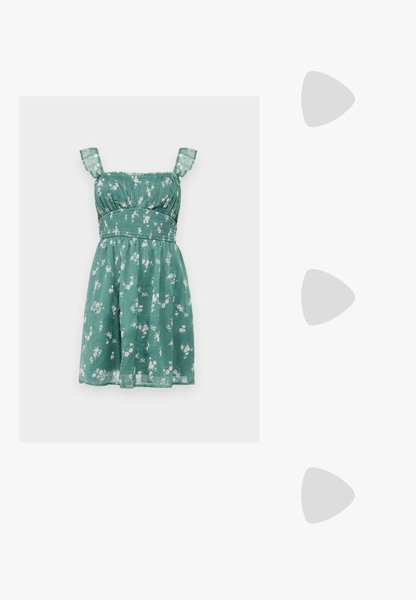 Hollister Co. SAIDIE MIDI DRESS - Dnevna obleka - chestnut; Zlati, kovinski slingback čeveljci z ostrim nosom in masivnim peto. Gladka tekstura, minimalistična zasnova in ozka zanka.; Črna usnjena torbica s ukrivljeno obliko, z odstranljivo naramnico in zlatimi dodatki. Torbica ima pokrov s podrobnostmi v obliki zaponke.; Zlati prstan s organskim, zvitim dizajnom, gladko površino in taperiranimi konci, ki ustvarja modernega, skulpturalnega videza.