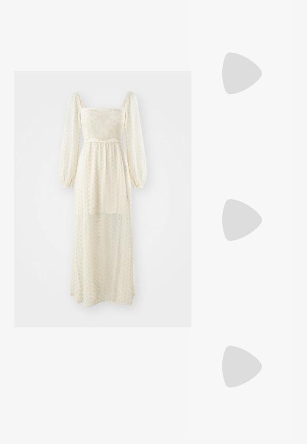 Free People MALINA - Maxi dress - tea; Black patent leather slingback heels with a pointed toe and a geometric block heel. Features a sleek, minimal design and smooth texture.; Tortoiseshell sunglasses with oval lenses, brown-tinted, thin arms featuring a textured pattern, lightweight plastic frame.; Gold-tone ring featuring an organic, twisted design with smooth texture and tapered ends, creating a modern, sculptural appearance.