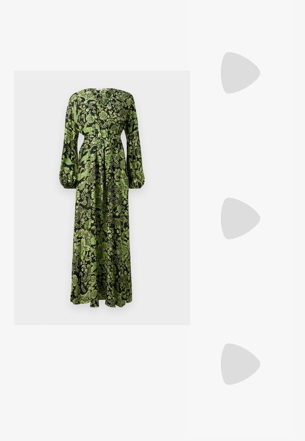 Diane von Furstenberg SAL DRESS - Rochie maxi - french reflection; Elleme ASYMMETRIC STRAP - Papuci înalți - white; Loeffler Randall PLEATED FRAME WITH BOW - Geantă plic - gold-coloured; Cercei din metal argintiu, cu un design curbat și neted, având o suprafață texturată, echipați cu un picior de cercei pentru fixare.