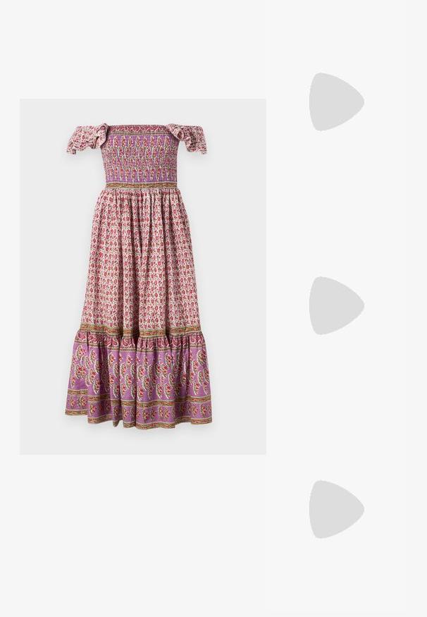MILLE OLYMPIA DRESS - Kasdienė suknelė - purple; Juodai odiniai baletai su apvaliu pirštu, lygi texture, minimalus siuvimo detales ir lanksčiu padų dizainu.; Juodas odinis pusmėnulis krepšys su auksinėmis detalėmis, turintis užtrauktuko uždarymą. Dėvimas per petį ant pilko megztinio.; Aukso spalvos mazgo auskarai su sukimo dizainu. Kiekvienas auskaras turi apvalų skaidrų pagrindą, užtikrinantį saugų dėvėjimą.