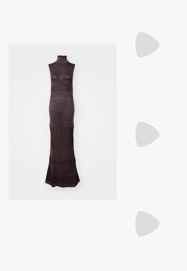 Missoni SLEEVELESS LONG DRESS - Neulemekko - black/pink base; Stuart Weitzman EVA SLINGBACK - Avokkaat - black; Cult Gaia UBAH - Pikkulaukku - wheat; Korallinväriset korvakorut, joissa on orgaaninen muoto; toisessa on pisaramainen muotoilu ja toisessa on aaltoileva siluetti. Sileä, kiiltävä pinta.