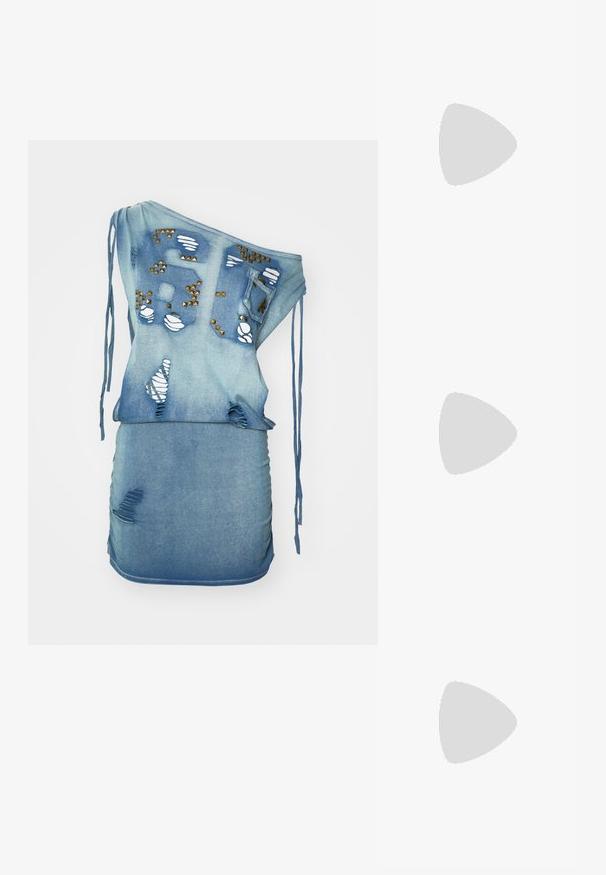 Jaded London ROUTE STUDDED BACKLESS DRESS - Jerseykjole - blue; Even&Odd ZORA - Tåsandaler - black; Even&Odd BUCKLE - Skulderveske - black; Even&Odd 2 PACK - Øredobber - gold-coloured