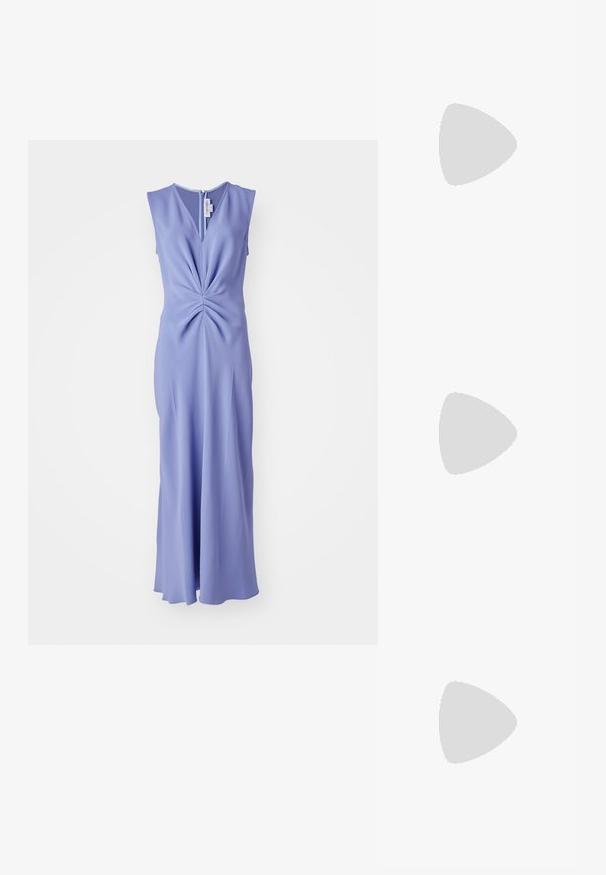 Victoria Beckham SLEEVELESS GATHERED WAIST DRESS - Vestido de fiesta - bluebell; Victoria Beckham TANK - Top - black; Victoria Beckham KITTEN HEEL - Sandalias - black; Victoria Beckham DIA HOBO BAG - Bolso shopping - black