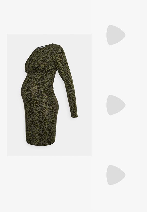 MAMALICIOUS MLSEANNA DRESS - Vestido de malha - dusty olive; Sandy em verniz preto com salto slingback, ponta afilada e salto geométrico. Apresenta um design elegante e minimalista com textura suave.; Bolsa de couro preta com forma curva, alça destacável e detalhes em dourado. A bolsa possui uma aba com detalhe de fivela.; Zign 2 PACK - Pulseira - gold-coloured/silver-coloured