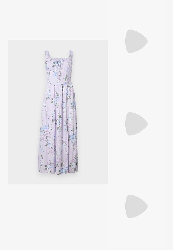 Hollister Co. Hollister Sofia Side-Smocked Maxi Dress - Maxi šaty - trifle; Biely bavlnený tričko s veľkým, jasne červeným grafickým zobrazením homára na prednej strane. Krátke rukávy a štandardný dizajn s okrúhlym výstrihom.; Biele vysoké plátené tenisky s čiernou gumovou podošvou, prednou gumovou špičkou a šiestimi okami na šnúrky, s čistým, minimalistickým dizajnom.; Červená kožená kabelka s ostrým, geometrickým dizajnom. Má jeden nastaviteľný popruh a uzatváranie na klopu so šitím.