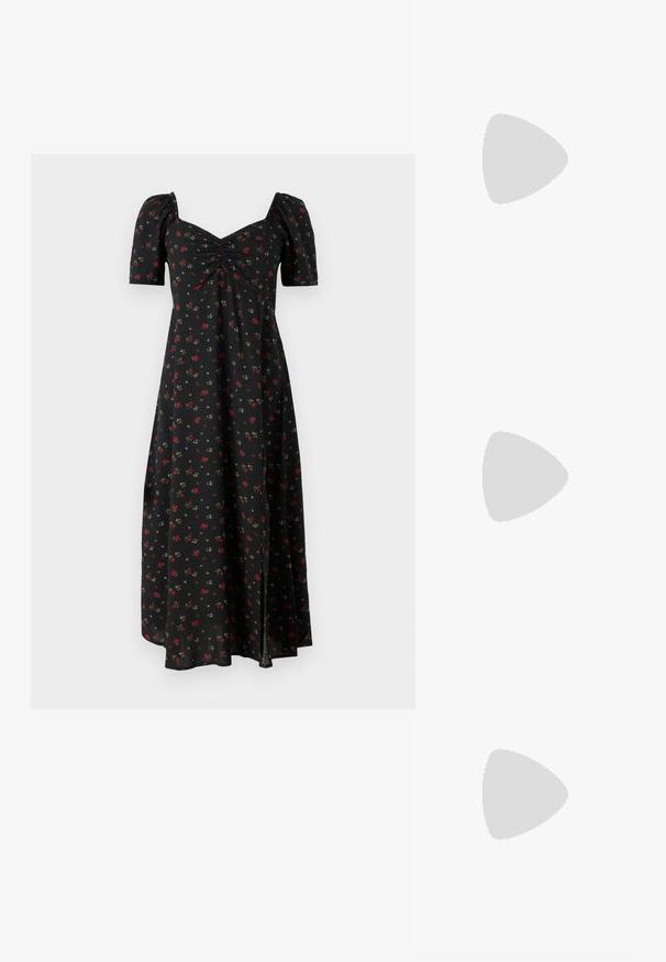 GAP PUFF SWEETHEART - Kasdienė suknelė - black; Aštrus pirštas aukštakulnis batelis su sidabro, aukso ir nuogų spalvų deriniu. Blizgus paviršius su išpjovos dizainu, su stiletto kulnu.; Sidabrinė metalinė maišelio forma su švelnia, apvalia forma ir mazgu užveriamu viršumi. Pagaminta iš lygios dirbtinės odos medžiagos.; Sidabriniai auskarai žiedai su sukto dizaino, turintys poliruotą apdailą ir fiksavimo smeigtuką. Skersmuo maždaug 3 cm.
