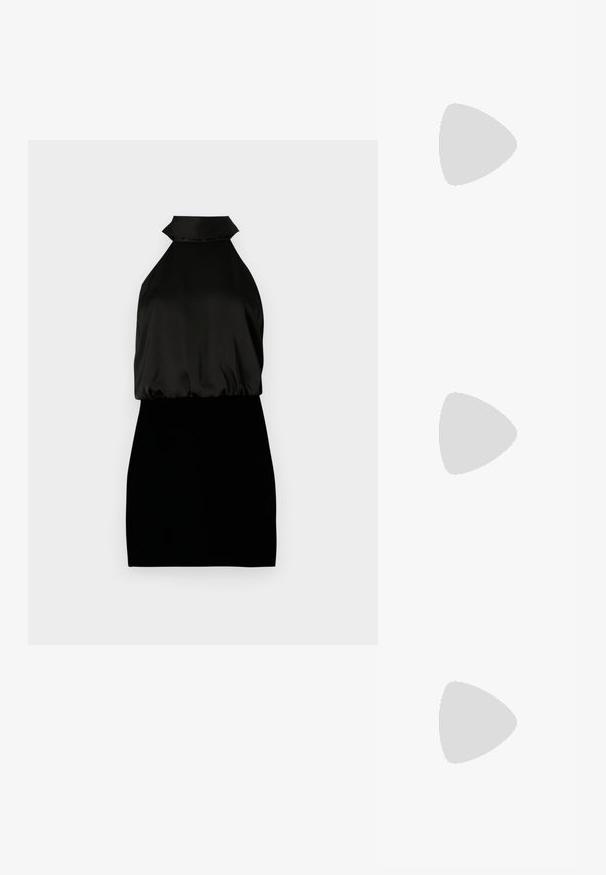 MAX&Co. DONARE - Vestito elegante - schwarz; Camicia bianca a maniche lunghe realizzata in cotone. Presenta un'apertura a bottoni sul davanti, colletto a punta e una tasca sul petto sul lato sinistro.; Pantofole da balletto nere in pelle con punta arrotondata, texture liscia, dettagli di cucitura minimi e design con suola flessibile.; Borsa a tracolla in pelle marrone con chiusura a pattina, hardware color oro, tracolla e una finitura liscia. Forma rettangolare compatta.