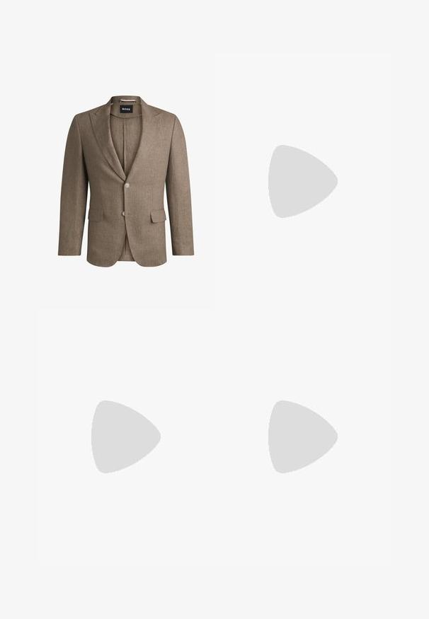 BOSS HUGE PEAK - Giacca - dark brown; Calvin Klein SLIM - Camicia elegante - bright white; Shorts in bib neri per ciclismo con parte superiore in rete per la traspirabilità. Presentano un inserto imbottito per il sedile e cuciture curve per comfort e vestibilità.; BOSS RONNIN - Mocassini eleganti - black
