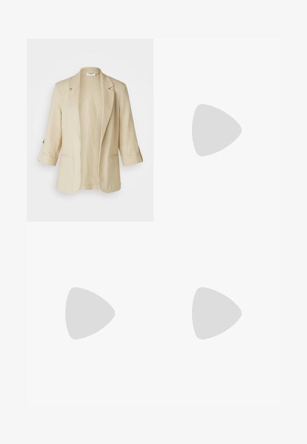 ONLY ONLCARO 3/4 UNLINED - Blazer - oxford tan; Stradivarius Jumper - dark brown; PULL&BEAR SEAMED - Trousers - brown; Anna Field High heels - off-white