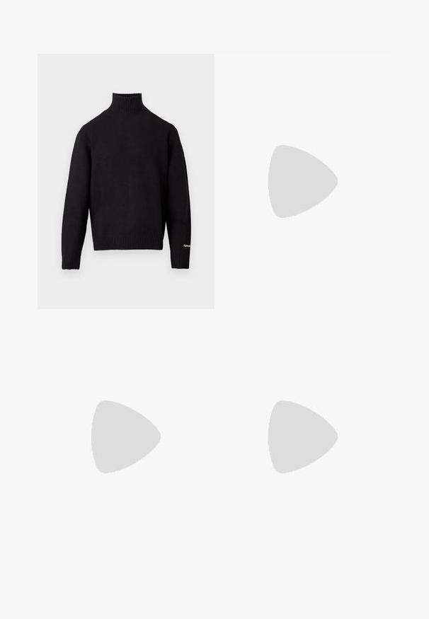 Must turtleneck kampsun pehmest kudumist, millel on ribidega krae ja äär, ning väike logo-detail varrukal.; Mustad siidist teksad, sirge jalgadega disainiga, tõmbluku ja vöödega, kuue taskuga, valmistatud tugevast puuvilla ja sünteetilise kiu segust.; Pruun naiseste nahast ankle boot pyöristetud varbaga, pehme sisetald, õmmeldud detailid ja kummist tald. Brändi silt nähtav küljel.; Mustad mustad prillid oktaalpäistega, tumedad läätsed, läikiv viimistlus, õhukesed templid ja kuldsed aktsendid ees.