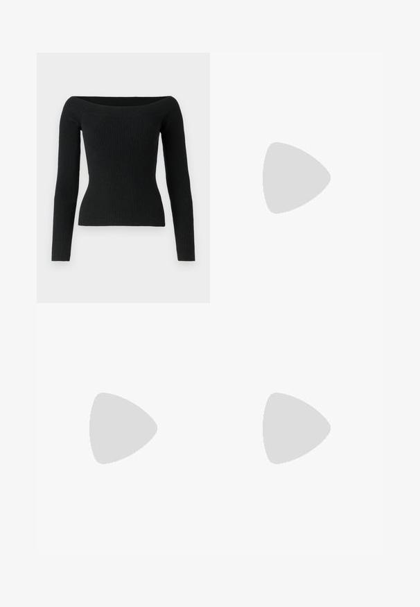 Pulover negru cu dungi, cu umerii la vedere, cu mâneci lungi, formă ajustată și material texturat, potrivit pentru a fi purtat la suprapuneri sau ca piesă de sine stătătoare.; Fustă gri cu nervuri, tip creion, cu o formă ajustată, talie înaltă și textură netedă. Concepută pentru a oferi o siluetă aerodinamică.; Buffalo ASPHA - Tocuri platformă - black; Geantă din faux leather neagră cu textură de crocodil, cu partea superioară strânsă și o curea mototolită. Pare moale și compactă ca design.