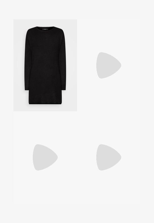Čierny pletený sveter s dlhými rukávmi, okrúhlym výstrihom a voľným strihom, s jemnou textúrou a rebrovanými okrajmi pre zvýraznenie detailov.; Čierne kožené šortky s hladkou textúrou, s plisovaným dizajnom, dvoma bočnými vreckami a prispôsobeným strihom.; Čierne kožené baletky, špicatý špička, minimalistický dizajn, hladká textúra, nízky podpätok, bez viditeľných prvkov alebo ozdôb.; Čierna tkaná taška cez plece s hladkým koženým remienkom a zipsovým uzáverom. Disponuje štruktúrovaným povrchom a zakriveným tvarom.