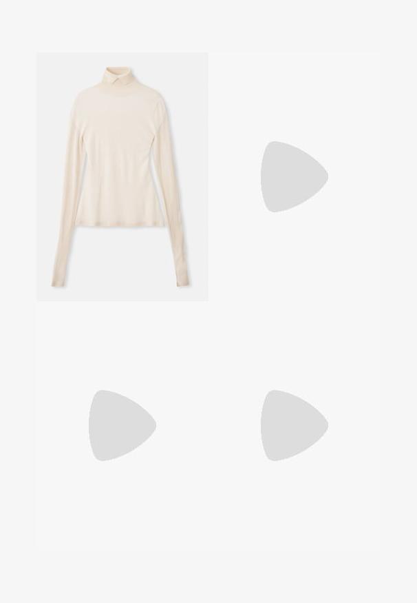 Cream turtleneck sweater made of soft, smooth fabric, featuring long sleeves, a fitted silhouette, and a slight stretch for comfort.; Beige tailored pants with a straight leg design, featuring a smooth texture, central front pleats, and a classic waistband.; Black leather high-heeled sandal with an ankle strap. Features a smooth texture, open toe, and a thin heel. Gold-toned buckle detail.; Brown textured leather crossbody bag with gold chain strap and flap closure. Front features logo detail and a pocket under the flap.