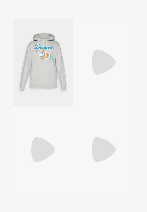 Gray hoodie with a front pocket, featuring a blue "Dodgers" text, graphic of a championship ring, and "World Series Champions 1988" text.; Gray cotton lounge pants with an elastic waistband, drawstring, and two side pockets; straight leg design, soft texture, no patterns.; Timberland PREMIUM UNISEX - Lace-up ankle boots - wheat; Urban Classics CROSS  - Necklace - gold-coloured