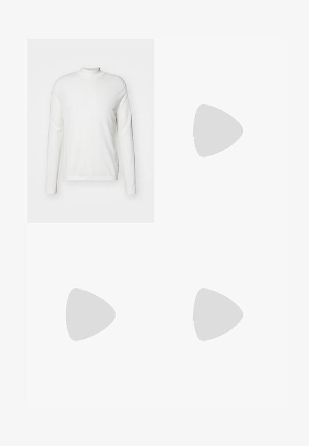 Hvit langermet genser med høy hals laget av myk stoff. Har en tettsittende design og minimal detaljer, med en enkel rett hemline.; Beige dressbukser laget avvevd stoff, med rett snitt, flat front og beltehemper. Glatt tekstur uten synlige mønstre.; Brune lær sko med en rund tå, lav hæl, snøredesign og glat tekstur. Har minimal søm og en poleret finish.; Beige skjerf med "ARMANI"-logo i brunt. Rektangulær form med myk tekstur og frynser i kantene. Minimalistisk design, høykvalitets materiale.