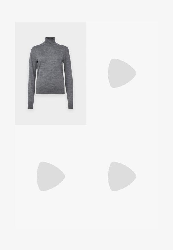 GAP Strikkegenser - charcoal heather; Vide benbukser i sort denim med glidelås i front, fem-lomme design og subtile sømdetaljer. Glatt tekstur og avslappet stil.; Svart høyglans sandaler med hæl, firkantet tå, ankelremmer og sølvspenner. Har en kraftig blokkhæl for stabilitet.; Svart lær tote bag med glatt tekstur, rektangulær form og to lange håndtak. Ingen synlige deler eller dekorasjoner.