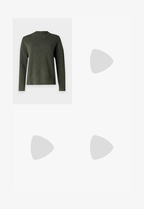 Samsøe Samsøe ANOUR  - Pulover - forest night; Pantaloni largi maro, confecționați dintr-un material texturat cu o finisare netedă, având un fațadă plată, curea și buzunare laterale.; Sandale slingback din piele neagră cu vârf ascuțit, având un toc subțire și un accent de culoare aurie pe curea ajustabilă. Textură netedă.; Geantă de umăr din piele neagră, cu un design structurat, având o formă tăiată, mânere superioare și accente din aur. Include o curea de umăr ajustabilă.