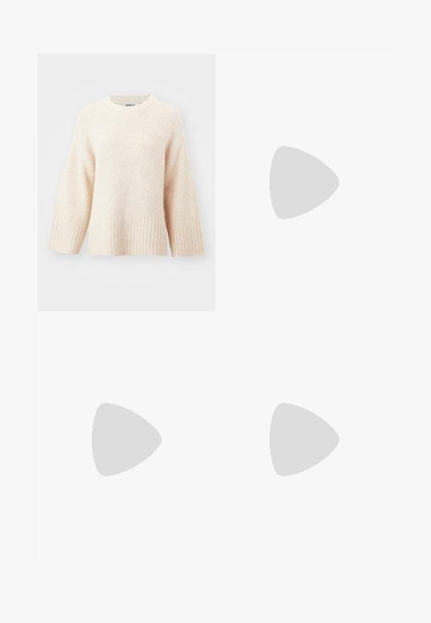 ONLY ONLMAGGIE LIFE LOOSE O NECK - Džemperis - birch melange; Rudos, prigludę kelnes su lygiu, tampriu audiniu. Tiesios kojos ir plokščias juosmuo be matomų detalių ar kišenių.; Blizgus burgundių spalvos kulknapis su tankiu juodu kulnu, pasižymintis lygiu paviršiumi ir paprastu dizainu. Nėra matomų užsegimų ar raštų.; Ruda odinė priekabų krepšys su glotnia tekstūra, atviru viršumi ir dviem petnešomis. Su minimalia siuvimo detalėmis ir nematoma aparatūra.