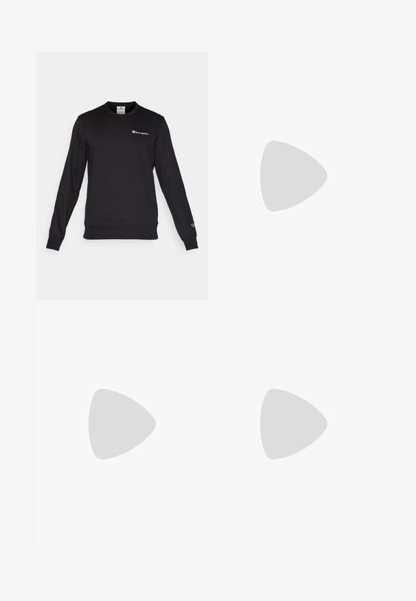 Sweatshirt noir en mélange de coton avec des manches longues, des poignets côtelés et un col rond. Présente un petit logo brodé sur la poitrine et le poignet.; T-shirt en coton blanc avec un col rond, des manches courtes et un logo "Champion" brodé en noir sur la poitrine et en accent sur la manche.; Champion ICONS TONAL CUFF LARGE LOGO - Pantalon de survêtement - foggy; Baskets de course noires avec des accents orange, présentant un dessus lisse, un bout rond, une semelle rembourrée et un système de laçage. Logo affiché sur le côté.
