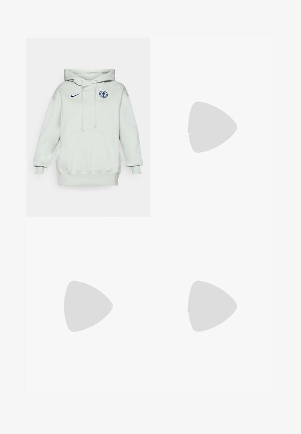 Haut à capuche vert clair avec une grande poche avant, un cordon de serrage et des poignets côtelés. Présente un logo Nike bleu et un emblème circulaire bleu sur la poitrine.; T-shirt en coton blanc avec un col rond et des manches courtes. Présente un petit logo Nike noir sur la poitrine. Design simple et épuré.; Pantalons de sport larges blancs avec une taille côtelée et un discret logo. Tissu lisse avec une coupe décontractée et un bas effilé.; Baskets en cuir blanc avec des accents jaunes et lavande, bout rond, lacets plats et semelle en caoutchouc texturée. Portées avec des chaussettes blanches.