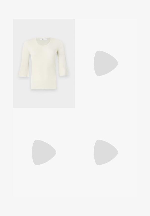 Haut à manches longues en crème clair à côtes avec un col rond et des manches évasées. Fabriqué à partir d'un tissu texturé, finition douce, design minimal.; Jupe noire, longueur cheville, avec une taille ajustée. Fabriquée en tissu élastique doux, présentant une texture lisse et sans embellissements visibles.; Sandales en cuir noir avec de fines lanières et une sangle autour de la cheville à boucle. Semelle plate avec une finition texturée et un bord en zigzag. Design minimaliste.; Sac à main en cuir noir avec un design structuré, featuring une forme cropped, une poignée supérieure et des accents en matériel doré. Bandoulière réglable incluse.