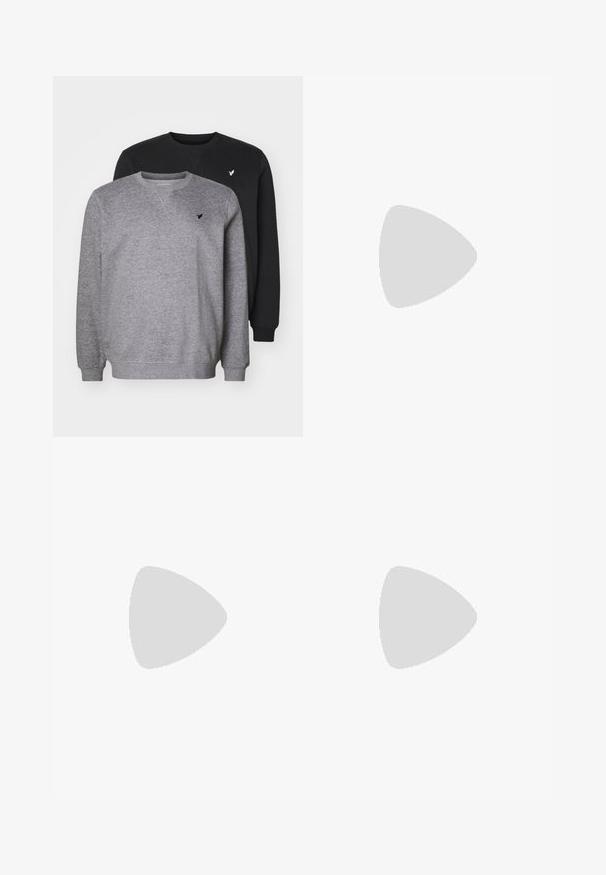 Kaks klassikalist ümarate kaelustega soe särk hallis ja mustas värvitoonis. Hallil särgil on peen tekstuur ja mõlemal särgil on rinnal väike tikandiga logo.; Mustad denim jeans otse lõikega disainiga, viie tasku ja vöödega, millel on veidi kulunud tekstuur ja kontrastne õmblus.; Mustad musta naha sussid sujuva viimistlusega, esiosal rihmaga detail ning paksu kummitaldaga, mis on kaunistatud soontega.; Hõbedane analoogkell, millel on oktagonaalne korpus, hall kelladial, hõbedased näidikud ja roostevabast terasest link-rihm. Minimalistlik disain sujuva tekstuuriga.