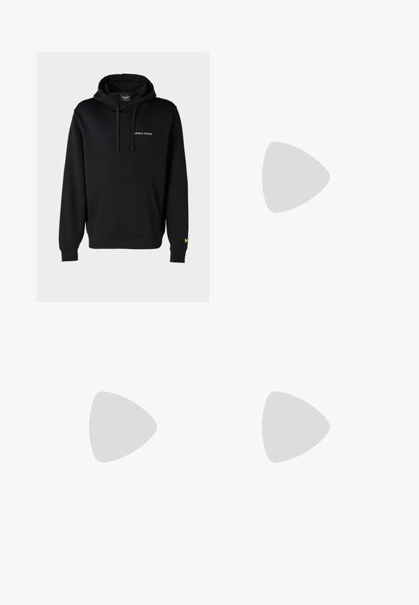 Felpa nera in cotone con tasca a marsupio frontale. Presenta un testo logo bianco sul petto e un logo di un uccello giallo sulla manica.; Pantaloni in cotone beige dal design a gamba dritta, con chiusura frontale a bottone e passanti per cintura. Tessuto liscio, senza motivi o dettagli visibili.; Sneaker Lacoste grigie scure in materiale mesh e sintetico, con suola testurizzata e dettagli marroni sul colletto e sul branding.; Occhiali da sole trasparenti in plastica con lenti rettangolari marroni, dotati di sottili aste trasparenti e dettagli in metallo sulle tempie.