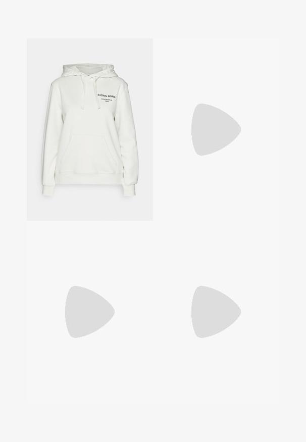Björn Borg ESSENTIAL HOODIE - Mikina s kapucňou - zephyr blue; Zkrátené biele tričko vyrobené z bavlny s hladkou textúrou, s okrúhlym výstrihom a krátkymi rukávmi. Logo "BORG" v jemnej výšivke.; Biele bavlnené šortky s elastickým pásom a viazaným akcentom. Majú bočné vrecká a malé potlačené logo v svetlo oranžovej farbe.; Biele športové tenisky s priedušným sieťovinovým zvrškom, kontrastnými šedými akcentmi, polstrovaným golierom a gumovou podrážkou. Šnurovanie a logo detail na boku.