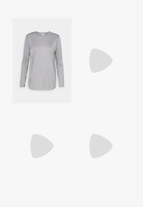 Zilveren lange mouw shirt van glanzende stof, met een ronde halslijn en een gladde textuur met subtiele glans.; Marella PESCO - Broek - nero; Zwarte leren ballerina met een ronde neus, gladde textuur, minimale stikdetails en een flexibele zoolontwerp.; Bruine leren handtas met een klep sluiting, gouden hardware, een schouderband en een gladde textuur. Compact rechthoekige vorm.