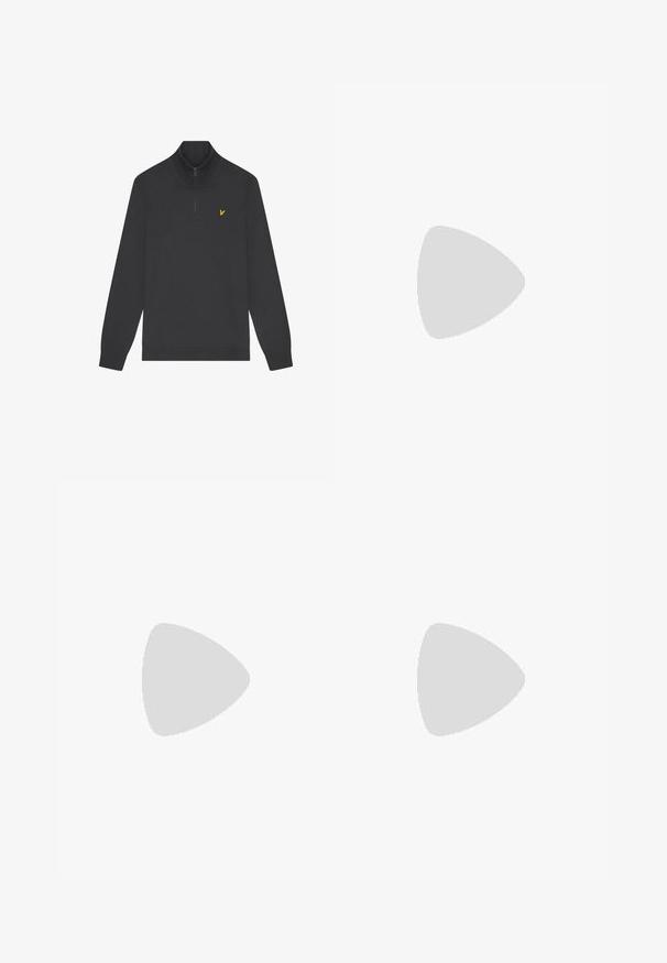 Črna zip-up kapuca iz mehkega materiala ima stoječ ovratnik in rebraste manšete. Na levem prsnem delu je majhna rumena oznaka. Splošna površina je gladka.; Bela bombažna majica s kratkimi rokavi, ki ima na levem prsnem delu majhno črno in rumeno vezeno logotip. Okrugli izrez.; Črne bombažne hlače za prosti čas z elastičnim pasom, vrvico in rebrastimi manšeti. Imajo majhen rumen logotip na levem stegnu.; Beli usnjeni športni copati s gladko površino, z brezčasnim vezalnim dizajnom, perforacijami za zračnost in teksturiranim gumiranim podplatom.