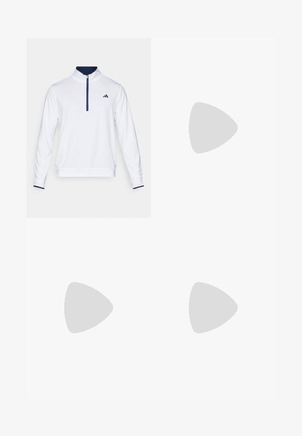 Valge pullover kõrge kaelusega, poole tõmbega ees ja tumesiniste aktsentidega. Omab tekstuuriga kangast ning väikest logo vasakul rinnal.; Valge pika käisega nööbiga särk, millel on kaelus, sisaldab väikest tumesinist broderitud logo. Puuvillane kangas sujuva tekstuuriga.; Valged chino püksid, mis on valmistatud puuvillast, sirge lõikega, vöökohtadega, kahe külgtasku ja ühe tagataskuga. Sile tekstuur ja sirge jalg.; Valged madala varrega tennisesokid musta kandiga ja musta Polo Ralph Laureni logoga külgedel, valgete paeltega ja paksu kummitaldiga.