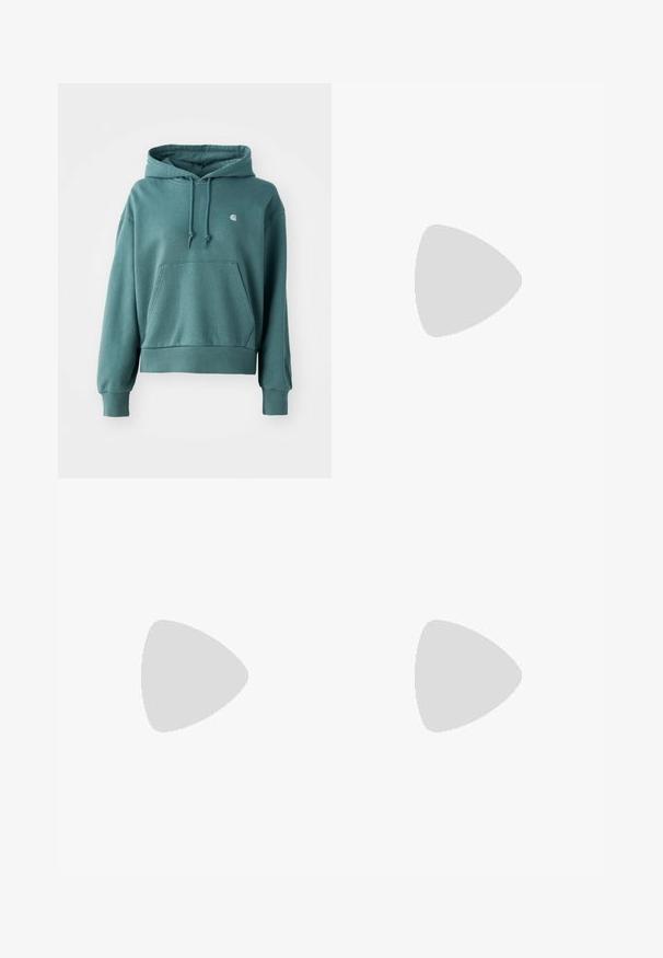 Teal hooded sweatshirt made of soft fabric, featuring a kangaroo pocket, elastic cuffs, and a small logo on the chest.; Denim midi skirt in light blue, featuring side stripes, a fitted waistband, and front pockets. Distressed texture adds detail.; White canvas low-top sneakers with a gum rubber sole, round toe, lace-up closure, and side leather stripe detail.; Silver hoop earrings featuring a smooth, glossy finish with a minimalist design and secure closure at the top.