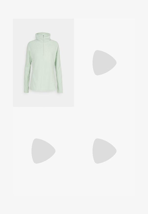 Columbia GLACIAL™ 1/2 ZIP - Pulover iz flisa - sage leaf; Svetlo modri traper hlače s ravnim krojem, ki imajo dve zadnji žep in zbledele teksture v zgornjih delih.; Črne usnjene mule s peto z ostrim nosom, odprtim zadnjim delom in nizko blok peto. Gladka tekstura z minimalističnim dizajnom.; Rdeča usnjena torba z angularnim, geometrijskim dizajnom. Ima en samostoječ nastavljiv ročaj in pokrov, zaprt z zapiranjem, ki je okrašen s šivi.