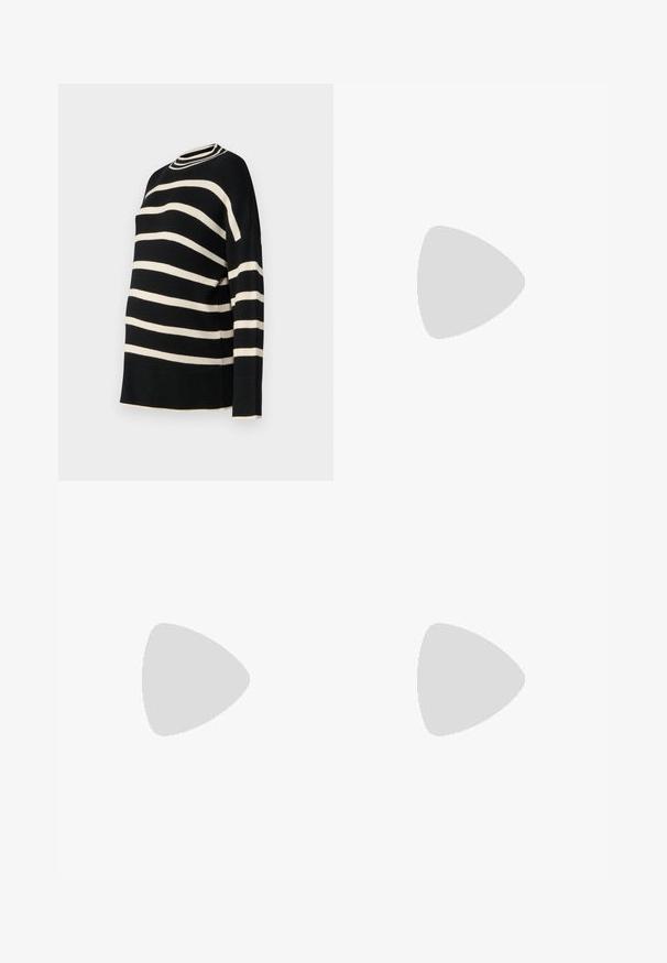 Maglione a righe nere e crema con una texture a coste, scollo rotondo e maniche lunghe. Vestibilità ampia che accoglie una pancia rotonda.; ONLY MATERNITY OLMHALLE - Pantaloni - black; Sneaker bianco realizzato in materiale sintetico liscio, con punta arrotondata, design con lacci, suola piatta e delicati dettagli perforati.; Borsa a spalla in suede marrone con una texture morbida, caratterizzata da una singola tracolla e un'apertura superiore leggermente curvata. Nessun dettaglio hardware visibile.