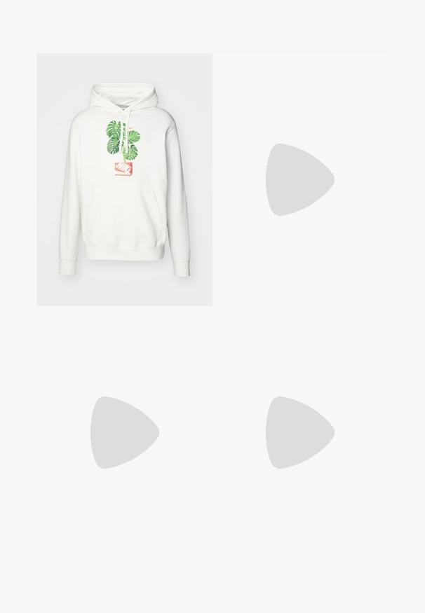 Hoodie branca com um gráfico de folha verde e logótipo laranja da Nike no peito, com um bolso frontal e capuz ajustável. Textura de tecido suave.; T-shirt de algodão verde-oliva com mangas curtas, apresentando um grande logotipo "N" padronizado em bege e um pequeno swoosh da Nike em rosa no peito.; Bermudas castanhas com corte reto, dois bolsos laterais e fecho frontal com botão. Feitas em tecido de algodão durável com acabamento mate.; Sapatilha atlética cinza com parte superior em malha e camurça, detalhes brancos, sola acolchoada e um design distinto com elementos refletivos.