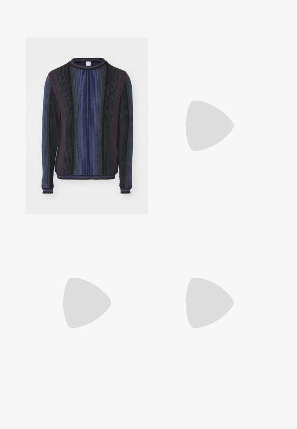 Paul Smith CREW NECK - Džemperis - dark blue/multi-coloured; Balta kokvilnas bez piedurknēm tank top krekliņš ar apaļu kakla izgriezumu, ar gludu tekstūru un pieguļošu formu, paredzēts ikdienas valkāšanai.; Filippa K WIDE TROUSERS - Auduma bikses - driftwood; Melna ādas potītes zābaks ar gludu tekstūru, šauru profilu, sānu šuvēm un zemu kvadrātveida papēdi. Aiz muguras ir pievilkšanas cilpa.