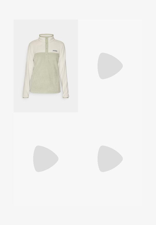 Columbia BENTON SPRINGS™ 1/2 SNAP - Flīsa džemperis - dark stone/safari; The North Face SHADOW LONG SLEEVE - Tops ar garām piedurknēm - white dune; Navy zila bikses, kas izgatavotas no gludas auduma, ar priekšējo pogu aizdari, pieguļošu siluetu un krokām pie ceļgaliem.; Columbia REDMOND - Pārgājienu apavi - black/citron haze