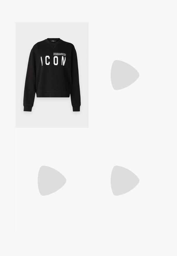 DSQUARED2 ICON COOL FIT CREWNECK - Sweatshirt - black; Schwarze Kunstlederhosen mit weitem Schnitt, ausgestattet mit weißen Nähten, frontalen Taschen und einem goldenen Knopf am Bund.; Schwarze Leder-Ballettschuhe mit abgerundeter Spitze, glatter Textur, minimalen Nähdetails und einem flexiblen Sohlen-Design.; Braune Ledertasche mit Klappenverschluss, Beschlägen in Goldfarbe, einem Schultergurt und einer glatten Oberfläche. Kompakte rechteckige Form.