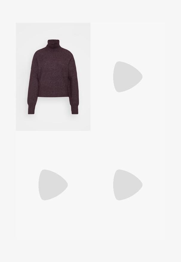 Samsøe Samsøe NOLA  - Stickad tröja - plum perfect; Brun, lång kjol gjord av lättviktsmaterial. Har en enkel design med rak skärning och en slät textur. Sömmen är lätt böjd.; Tamaris Platåpumps - black; Svart lädertoffelväska med slät textur, rektangulär form och två långa handtag. Ingen synlig hårdvara eller dekorationer.