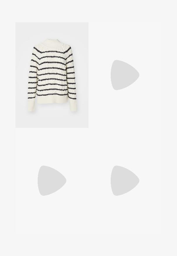 Maglione a maglia crema con righe orizzontali blu navy, dotato di un collo alto, motivi testurizzati e polsini e orlo a coste.; Lacoste Pantaloni - lapland; Sneakers in rete blu chiaro con suola in gomma beige, lacci bianchi e dettagli del logo verde. Presentano una punta rotonda e pannelli laterali testurizzati.; Orecchini a cerchio in argento con una finitura lucida e raffinata. Presentano un design rotondo semplice e una chiusura a posteriore sicura.