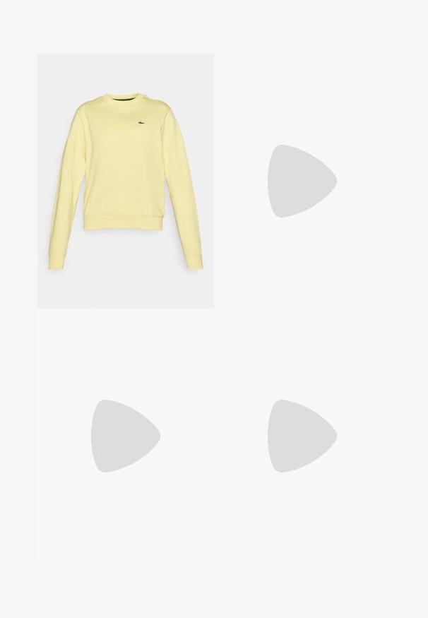 Lacoste SWEATER - Sweatshirt - yellow; Lacoste Trousers - bleu nuit; Lacoste CARNABY PLAT - Trainers - white; Lacoste Watch - weiß