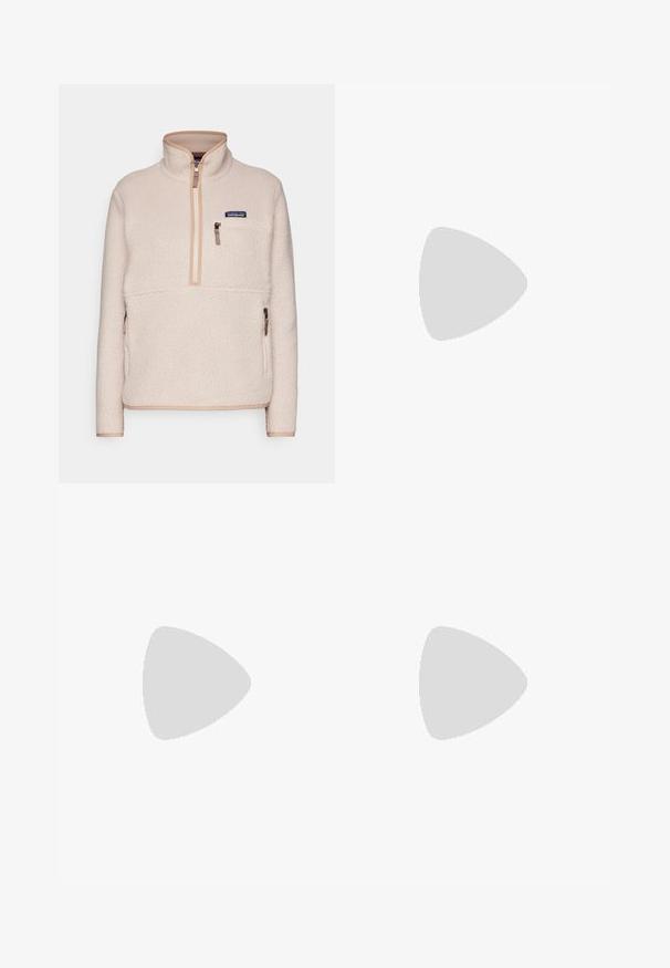 Patagonia RETRO MARSUPIAL - Polárpulóver - shroom/taupe; Világoskék, rövid ujjú sportpóló kerek nyakkal, textúrált anyaggal és diszkrét logóval az elején.; Világoskék férfi fürdősort gyorsan száradó anyagból; rugalmas derékkal és oldalsó zsebekkel rendelkezik. A hemnél található a Patagonia logós címke.; Fekete sportcipők lélegző hálós felsőrésszel, gumitípusú talppal, fehér párnázott középtalppal és fényvisszaverő fűzőkkel. Vibram logó a talpon.
