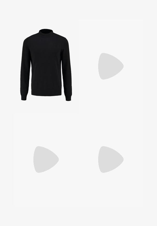 Maglione nero lavorato a maglia con colletto alto, maniche lunghe e polsini e orlo a costine, caratterizzato da una texture liscia e una silhouette classica.; Pantaloni cargo marroni in cotone con gambe dritte, dotati di tasche laterali e chiusura con bottone metallico in vita. Tessuto liscio e design casual.; Mocassini in pelle marrone con una finitura liscia, caratterizzati da un sottile dettaglio cucito sulla tomaia e una suola in gomma nera.; Pier One SET - Orologio - black/brown; Pier One SET - Orologio - black/brown