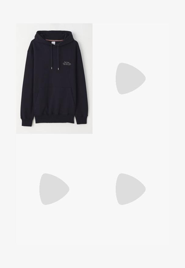 Sudadera azul marino con un bolsillo frontal, cordones y pequeño texto blanco que detalla la marca y la dirección. Hecha de tela suave.; Filippa K TERRY CROPPED TROUSERS - Pantalones - sage melange; Zapatilla de cuero blanca con un acabado suave, puntera redonda, cordones planos y suela texturizada. Cuenta con un sutil logo en el talón.; Gafas de sol redondas negras con lentes oscuros y brazos metálicos delgados. Incluye puntas de varilla transparentes y acentos plateados en la bisagra. Diseño minimalista.