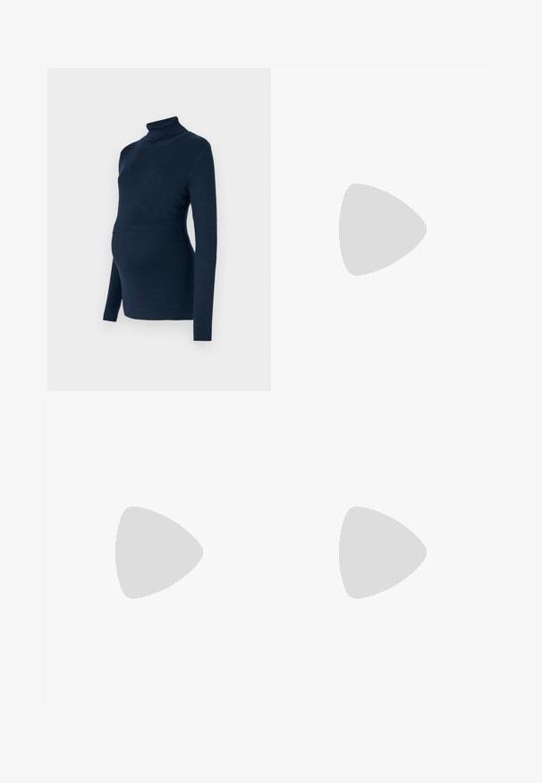 Marineblaue gerippte Schwangerschafts-Turtleneck-Pullover mit langen Ärmeln und einer figurbetonten Passform, die ein Einsatz zur Anpassung an einen wachsenden Bauch bietet.; ONLY MATERNITY OLMHALLE - Stoffhose - black; Weißer Sneaker aus glattem synthetischem Material mit runder Spitze, Schnürdesign, flacher Sohle und dezenten Perforationen.; Braune Wildleder-Tasche mit weicher Textur, ausgestattet mit einem einzelnen Schulterriemen und einer dezenten, gewölbten Öffnung an der Oberseite. Keine sichtbaren Beschläge.